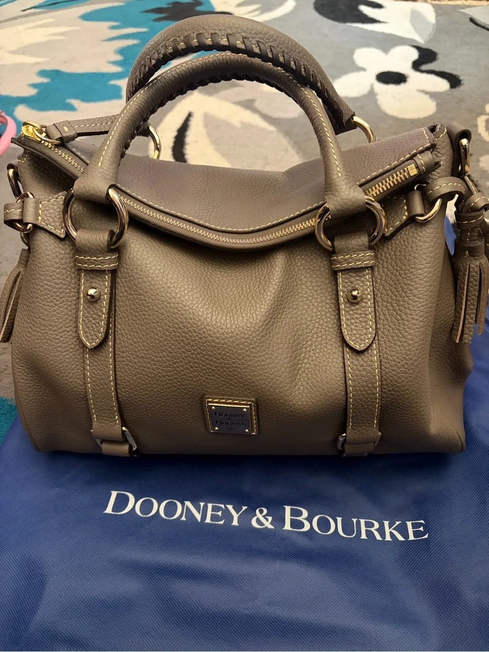 Dooney & Bourke Pebble Leather Satchel in Taupe